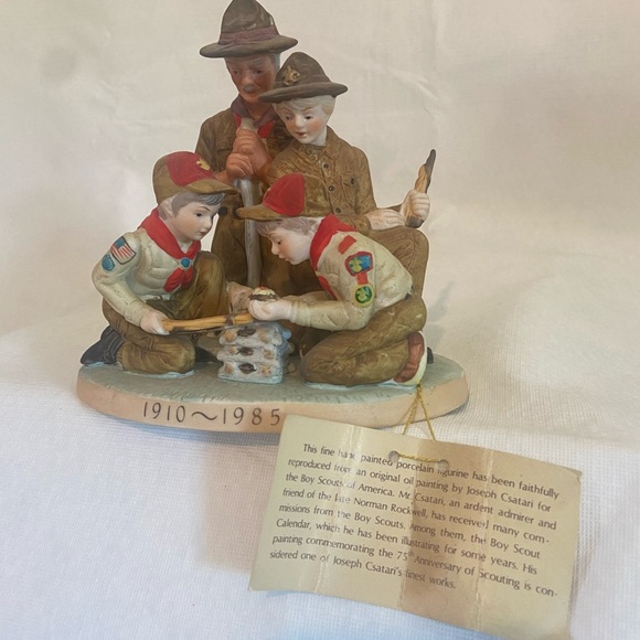 Boy Scouts Joseph Csatari 75th Anniversary 1984 Porcelain Figurine +Plus Figures - Picture 3 of 13